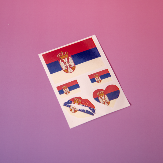 Serbian Flag Temporary Tattoo Sticker