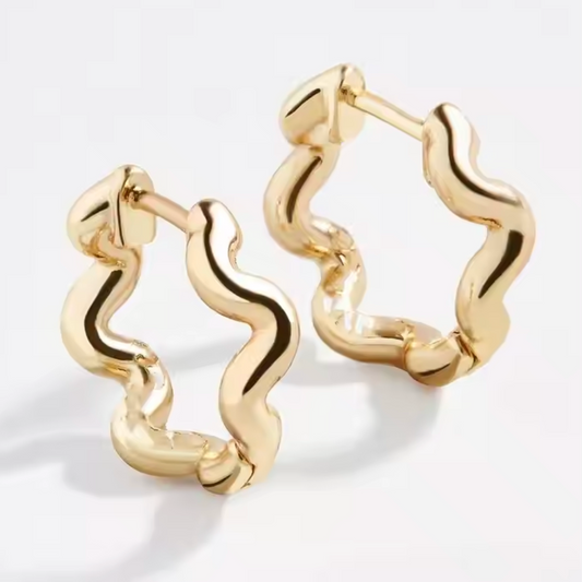 Helena | Wave Huggie Hoop Earrings