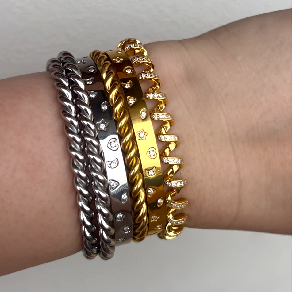 Aleksija Bangle Stack | Gold/ Silver